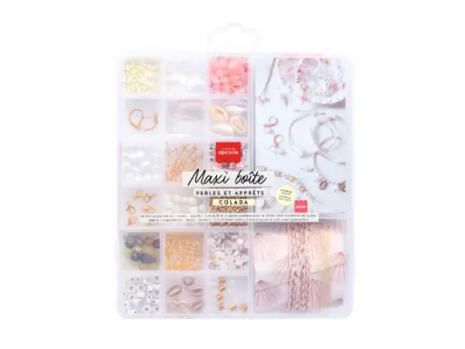 [lpe - 179003] Maxi boîte Piña Colada - 20 compartiments perles & apprêts pour création de bijoux
