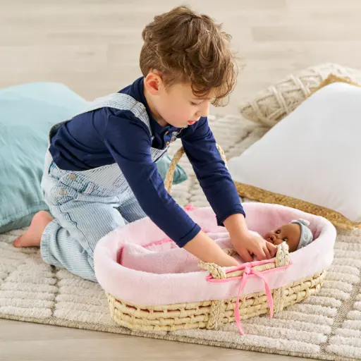 [corolle - 9000141850] Ensemble Couffin Peluche Rose pour poupon de 36 et 42 cm 