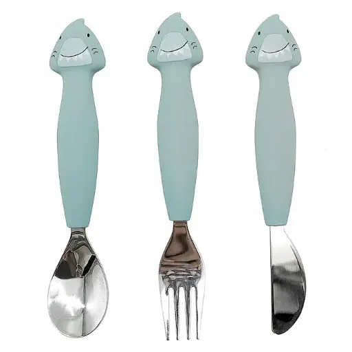 Couverts 3 pièces en silicone -  Mr. Shark