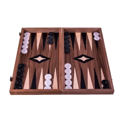 [Manopoulos-TKK3] Coffret backgammon noyer 30 cm