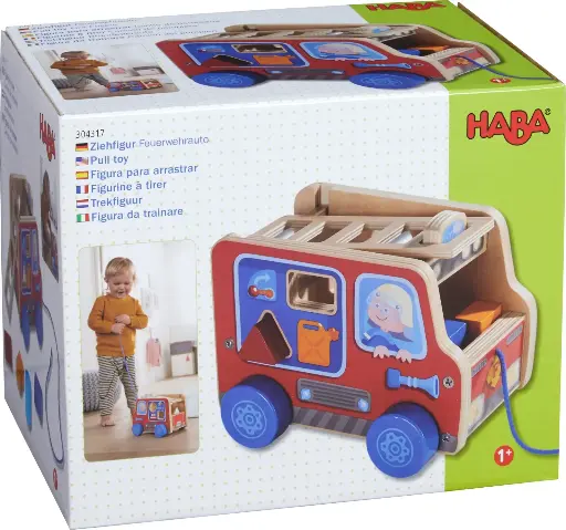 [HABA-1304317001] Figurine à tirer - Camion de pompiers
