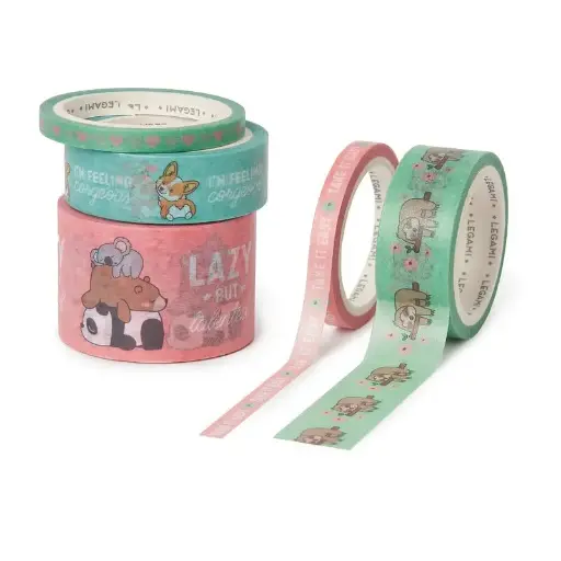 [legami-tap0009] Set de 5 Rubans Adhésifs en Papier - Cute Animals