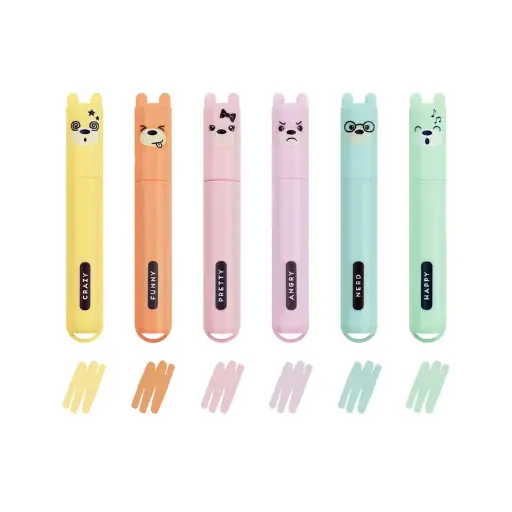 [Legami-MH0004] SET OF 6 MINI HIGHLIGHTERS - TEDDY'S STYLE