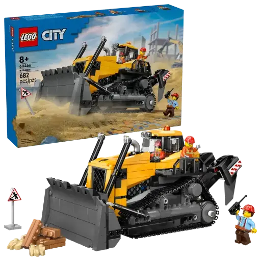 [Lego-60466] LEGO City Grands Véhicules - Bulldozer Jaune avec Chargeuse frontale