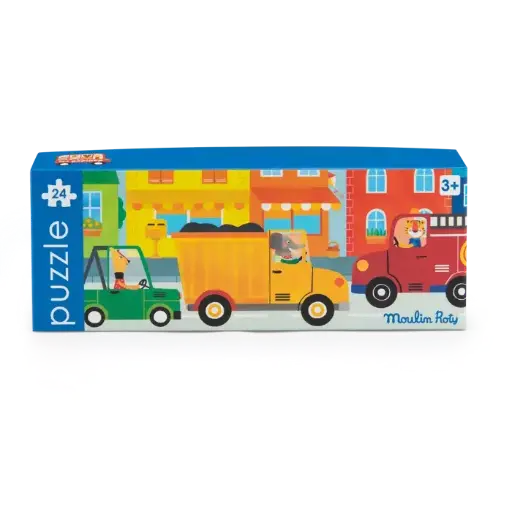 [Moulin Roty-661378] Puzzle 24p es Popipop - Les vehicules