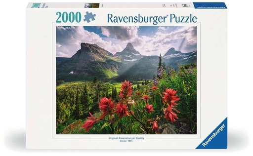 [Ravensburger-12001415] Puzzle 2000 pcs - Montagnes et fleurs rouges