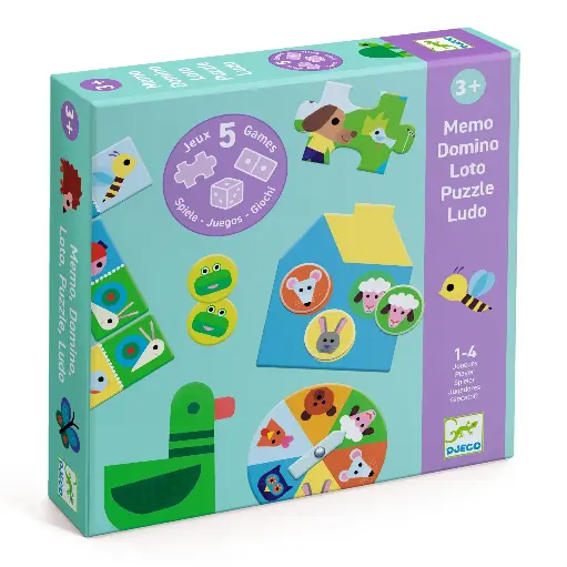 [djeco-dj08275] Memo, Domino, Loto, Puzzle, Ludo - A la ferme