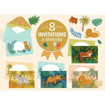 [Djeco-DD03491] Invitations et stickers - Animaux de la jungle - Djeco 