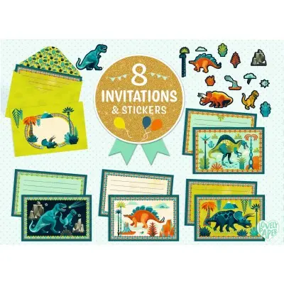 [Djeco-DD03497] Invitations et stickers - Dinosaures - Djeco 