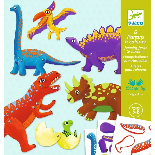 [djeco-dj09680] 6 pantins à colorier - Dino