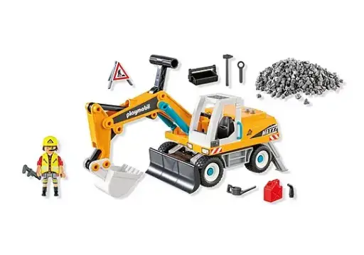 [Playmobil-71749] PLAYMOBIL Pelleteuse mécanique avec ouvrier et accessoires